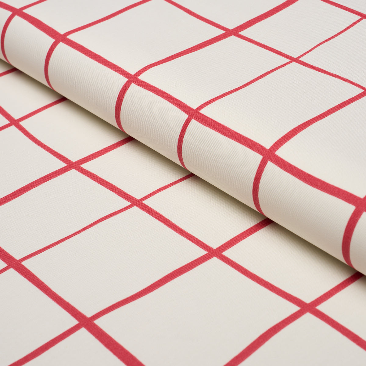 Painterly Windowpane - Red - Schumacher 180293 Fabric - Schumacher Fabric