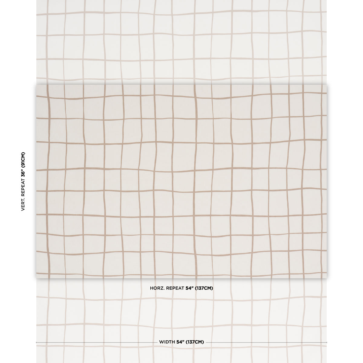 Painterly Windowpane - Neutral - Schumacher 180294 Fabric - Schumacher Fabric