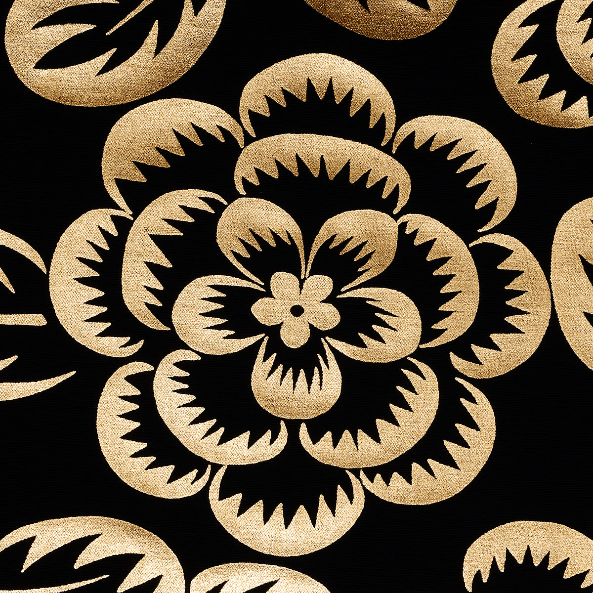 ANGELICA-FLORAL-GOLD-NOIR-SCHUMACHER-180871 - Schumacher Fabric