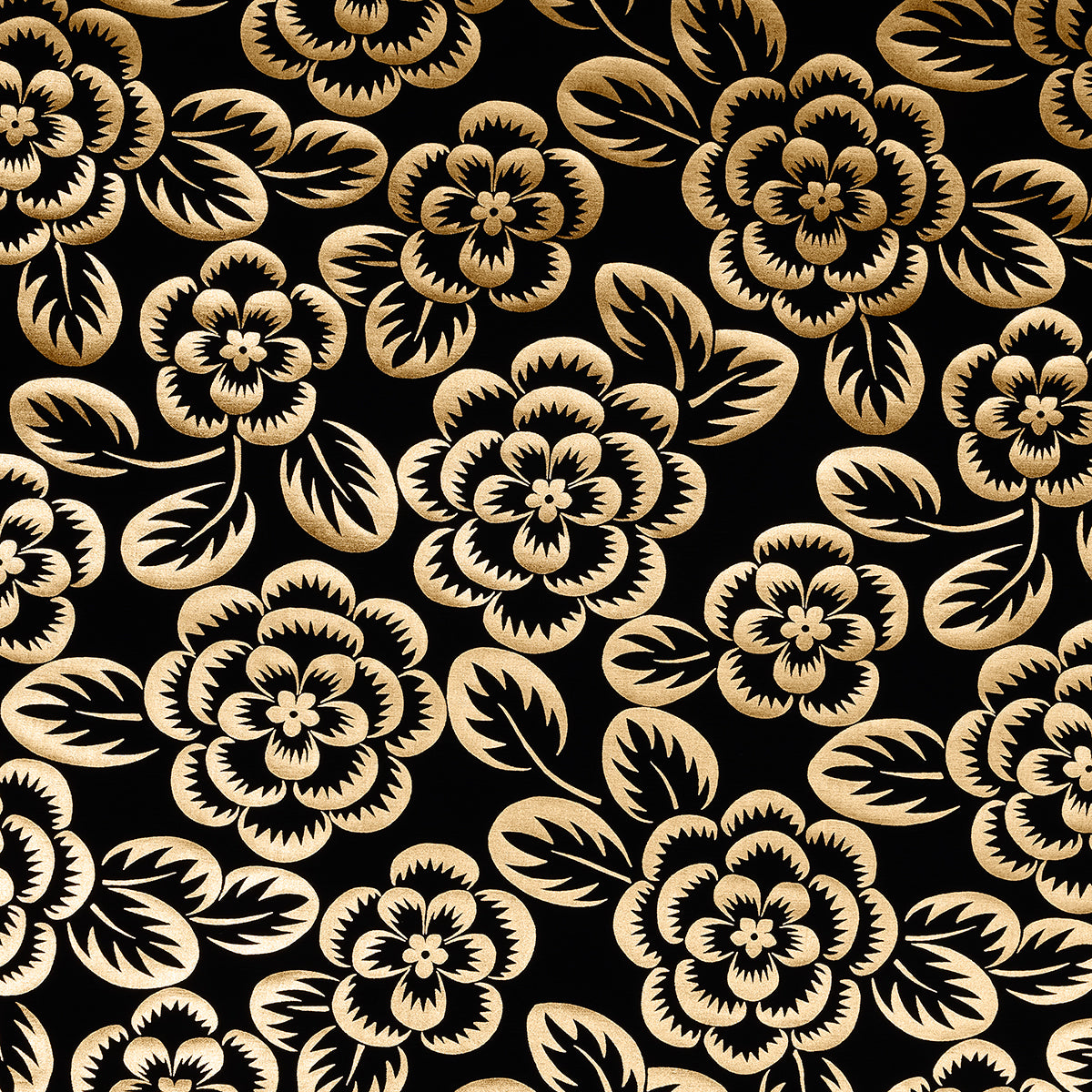 ANGELICA-FLORAL-GOLD-NOIR-SCHUMACHER-180871 - Schumacher Fabric