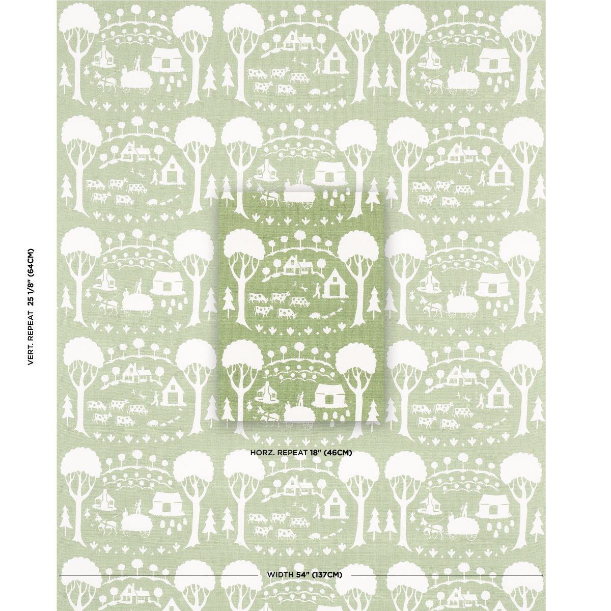 FARM-SCENE-GREEN-SCHUMACHER-180880 - Schumacher Fabric