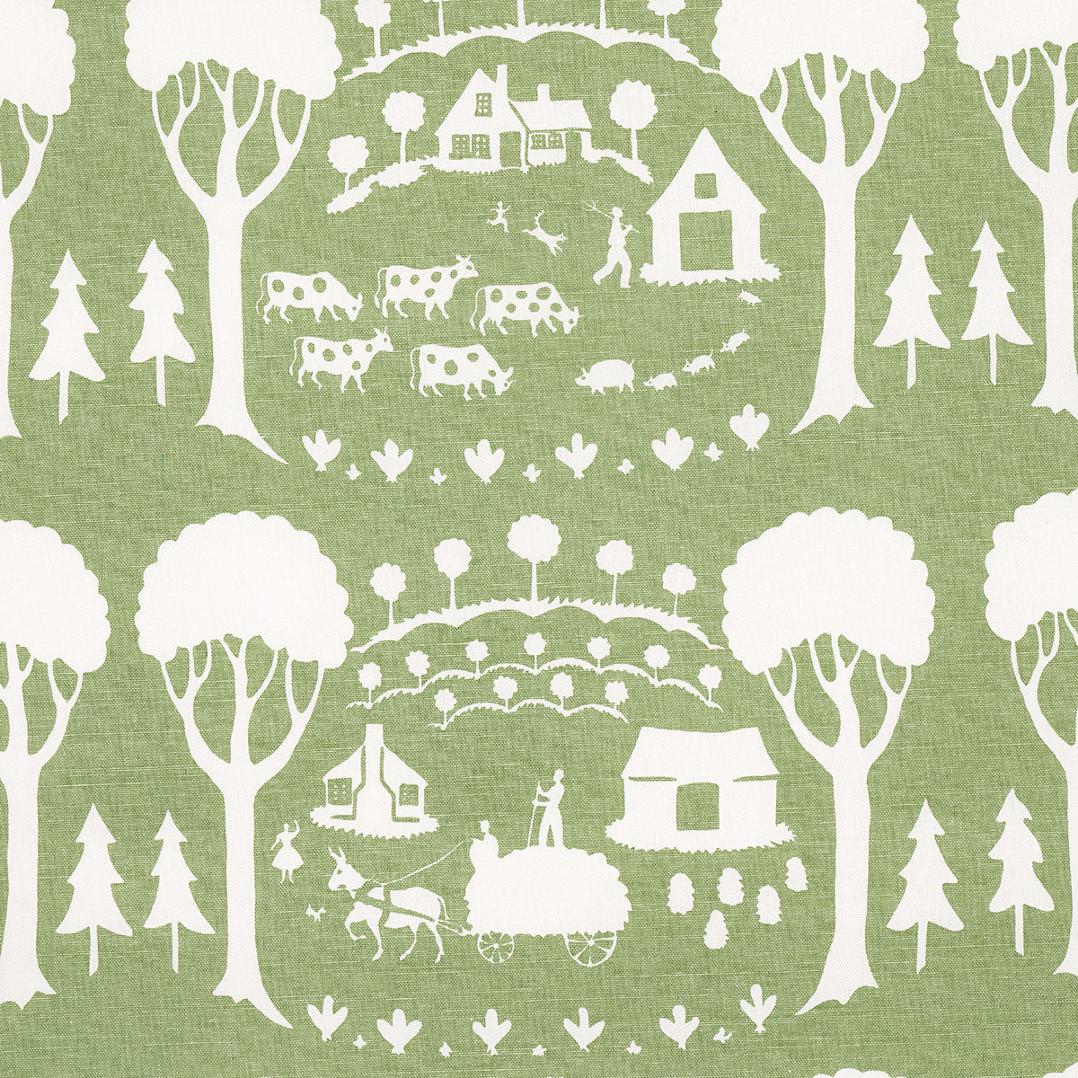 FARM-SCENE-GREEN-SCHUMACHER-180880 - Schumacher Fabric