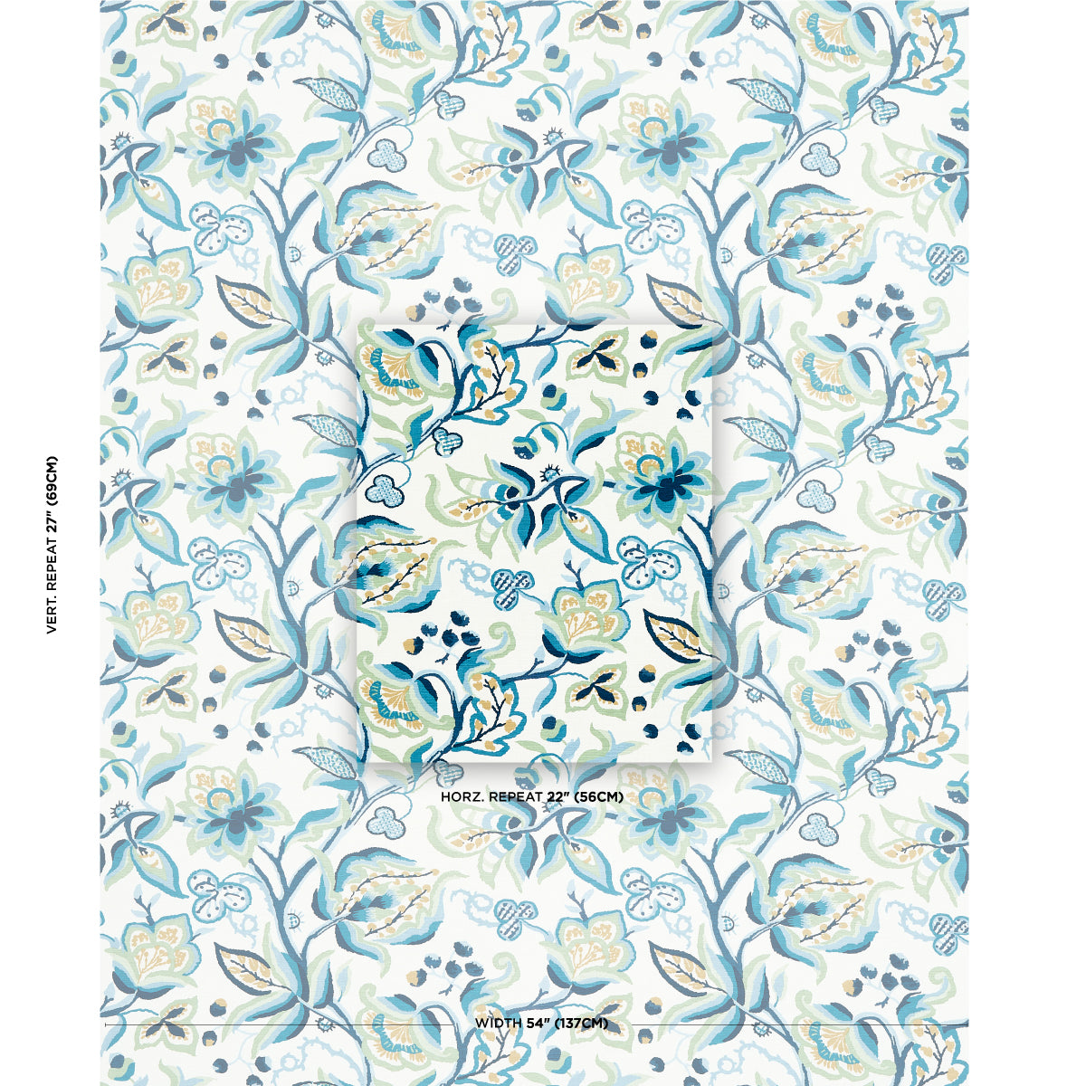 ALEXANDRA-VINE-LINEN-NAVY-LEAF-SCHUMACHER-180970 - Schumacher Fabric