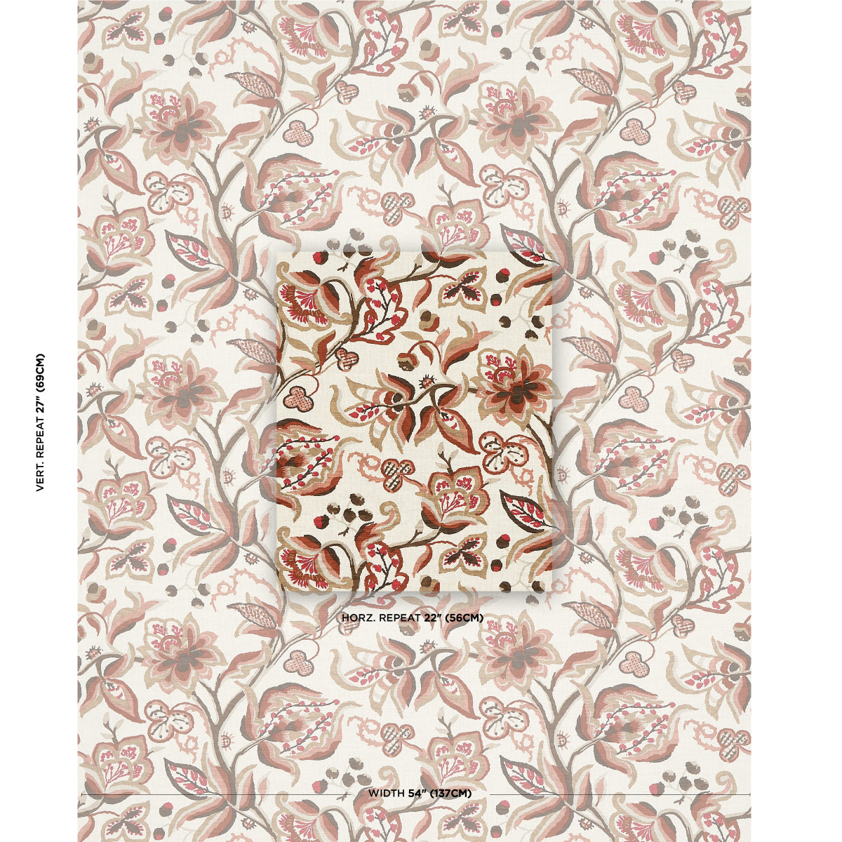 ALEXANDRA-VINE-LINEN-NATURAL-SPICE-SCHUMACHER-180971 - Schumacher Fabric