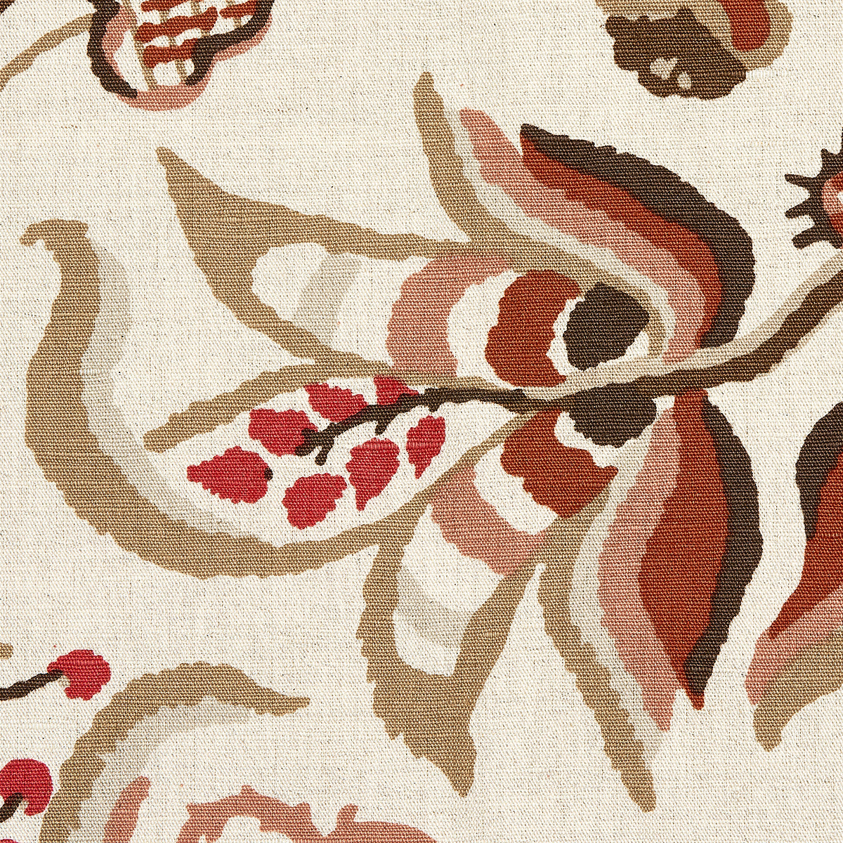 Alexandra Vine Linen - Natural & Spice - Schumacher 180971 Fabric - Schumacher Fabric