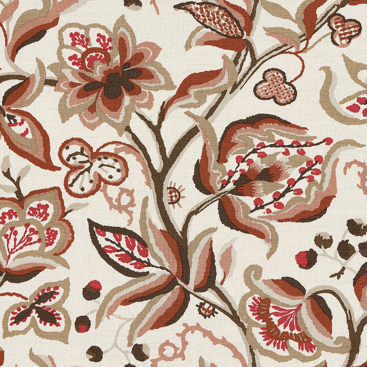 ALEXANDRA-VINE-LINEN-NATURAL-SPICE-SCHUMACHER-180971 - Schumacher Fabric