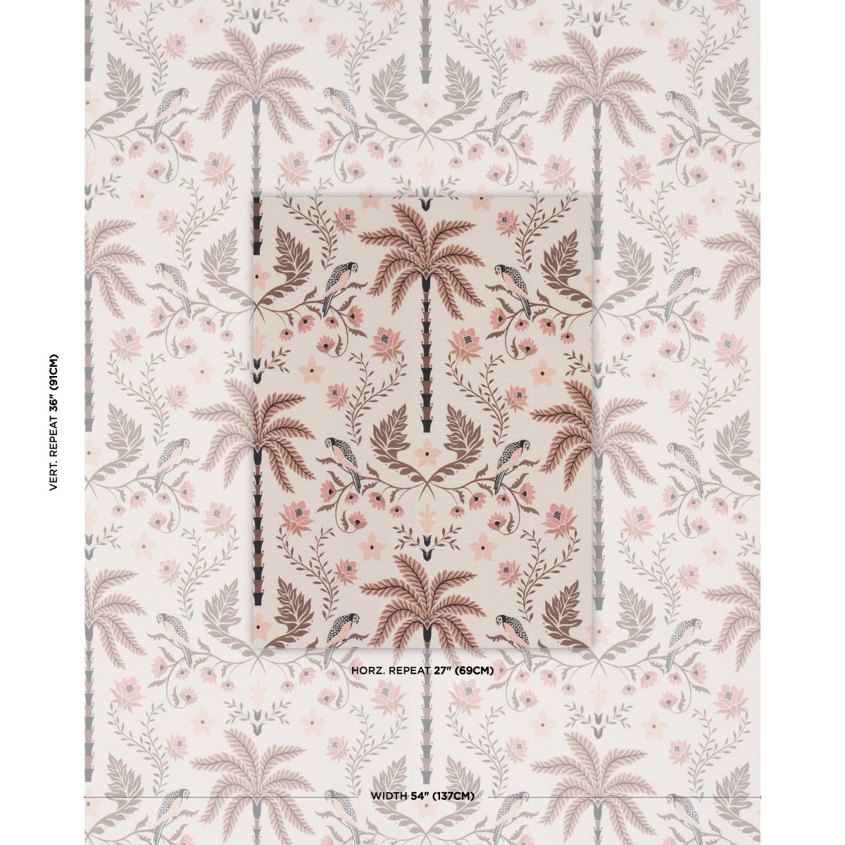 Island Palm Indoor/outdoor - Peach & Brown - Schumacher 180982 Fabric - Schumacher Fabric