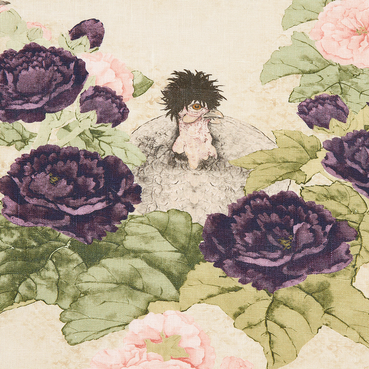 LADY-HOLLYHOCK-CREME-SCHUMACHER-181040 - Schumacher Fabric