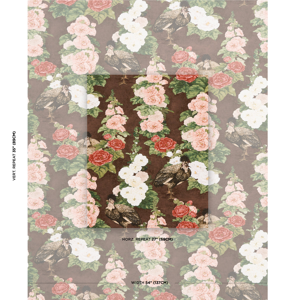 LADY-HOLLYHOCK-BROWN-SCHUMACHER-181041 - Schumacher Fabric