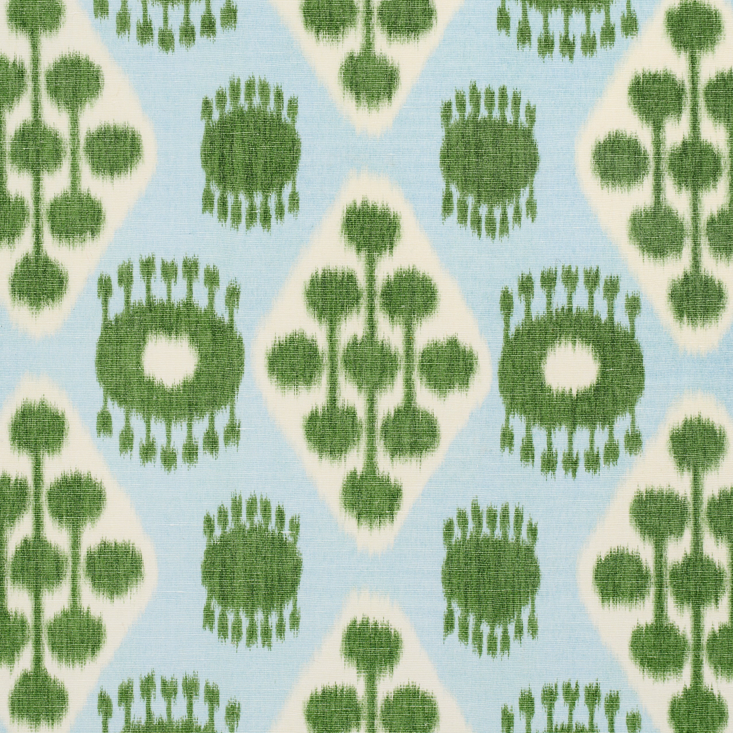 HAMILTON-IKAT-BLUE-AND-LEAF-SCHUMACHER-181300 - Schumacher Fabric