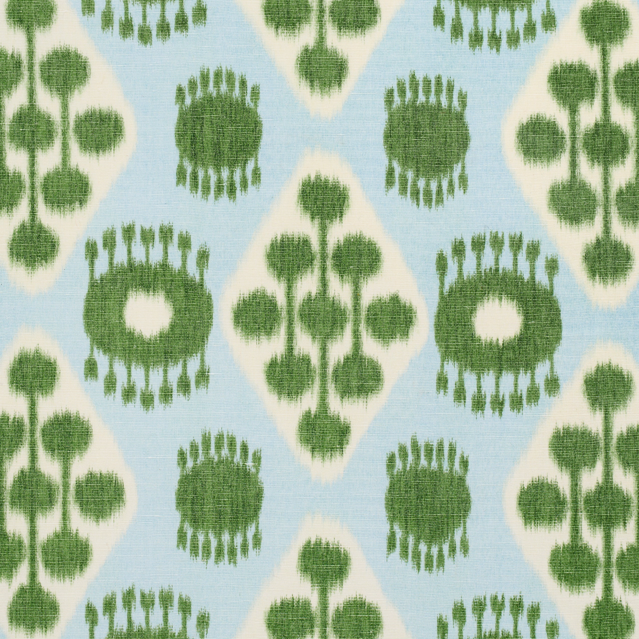 Hamilton Ikat - Blue And Leaf - Schumacher 181300 Fabric - Schumacher Fabric