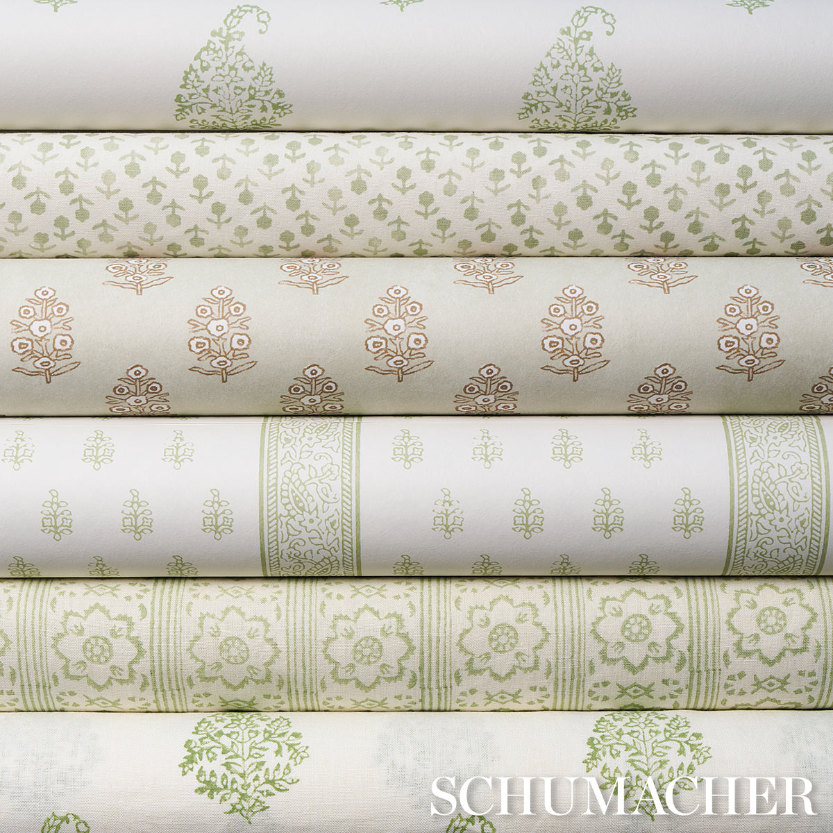 SUNDA-HAND-BLOCKED-PRINT-SAGE-SCHUMACHER-181321 - Schumacher Fabric