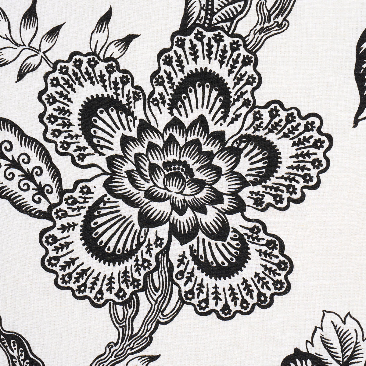 HOTHOUSE-FLOWERS-SILHOUETTE-BLACK-WHITE-SCHUMACHER-181482 - Schumacher Fabric