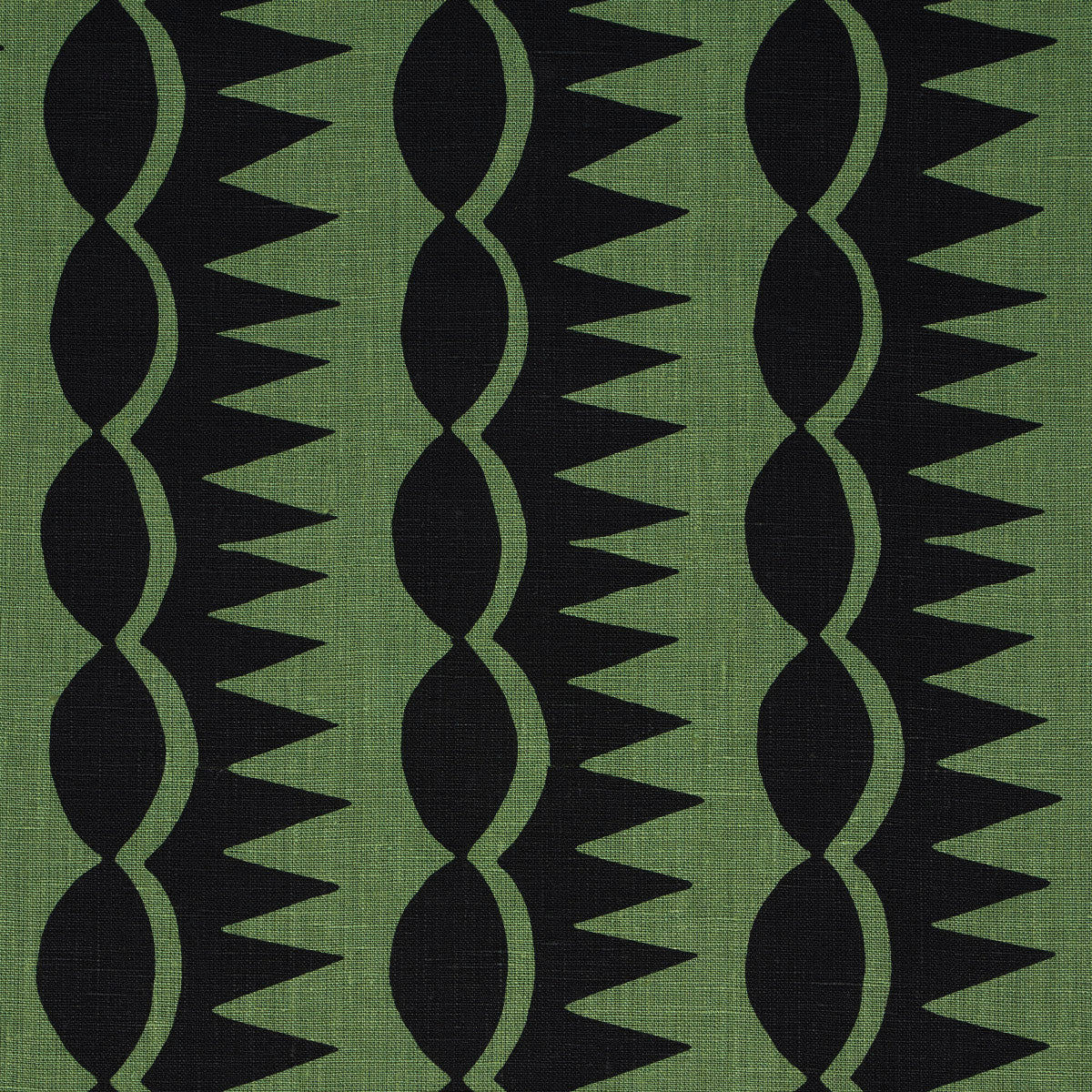 DAGGER-STRIPE-BLACK-ON-GREEN-SCHUMACHER-181532 - Schumacher Fabric