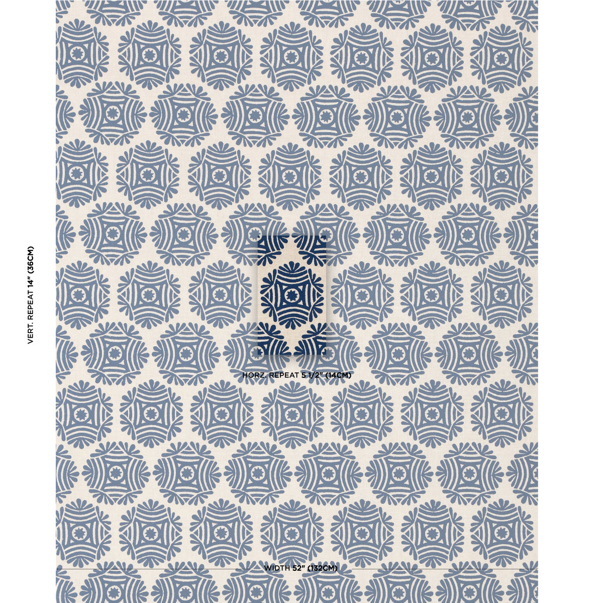 GILDED-STAR-BLOCK-PRINT-NAVY-ON-NATURAL-SCHUMACHER-181541 - Schumacher Fabric
