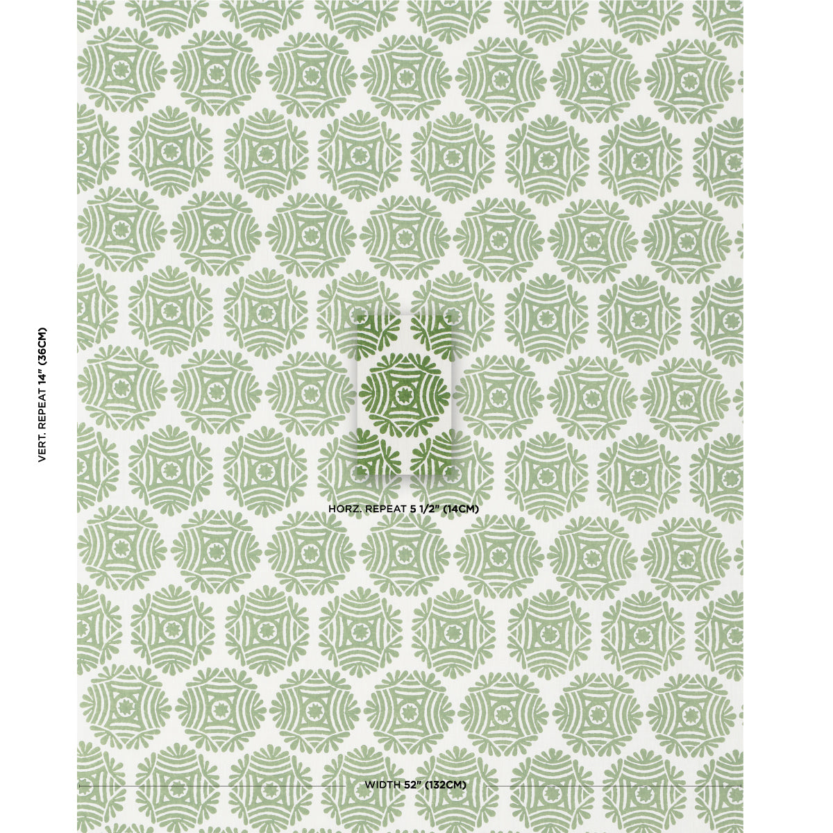 GILDED-STAR-BLOCK-PRINT-GREEN-SCHUMACHER-181542 - Schumacher Fabric