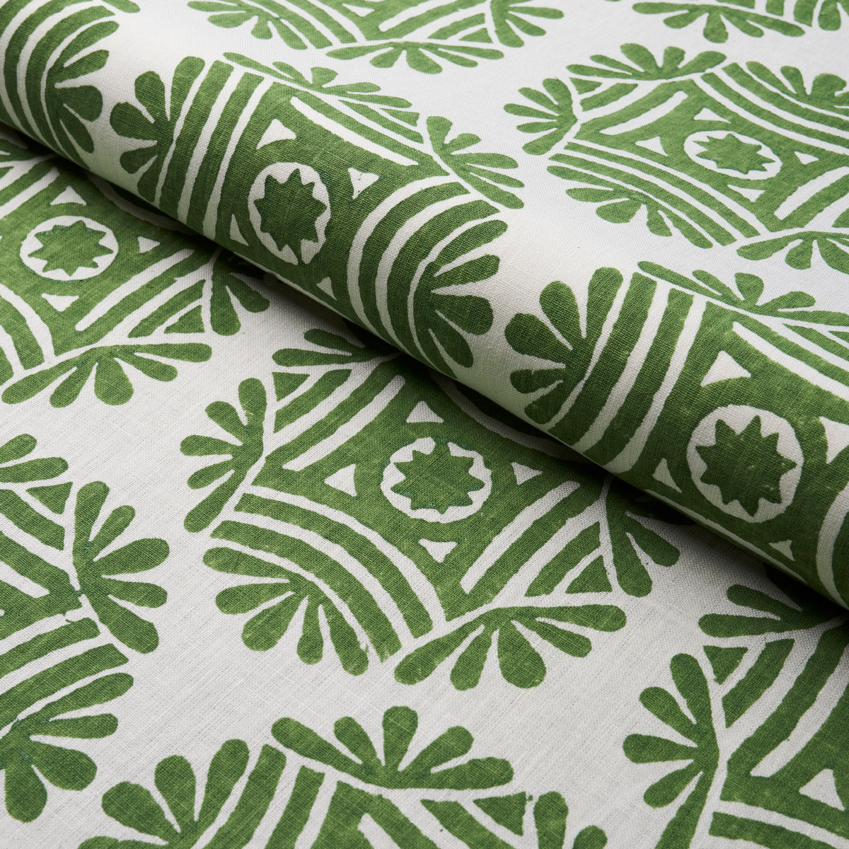 GILDED-STAR-BLOCK-PRINT-GREEN-SCHUMACHER-181542 - Schumacher Fabric