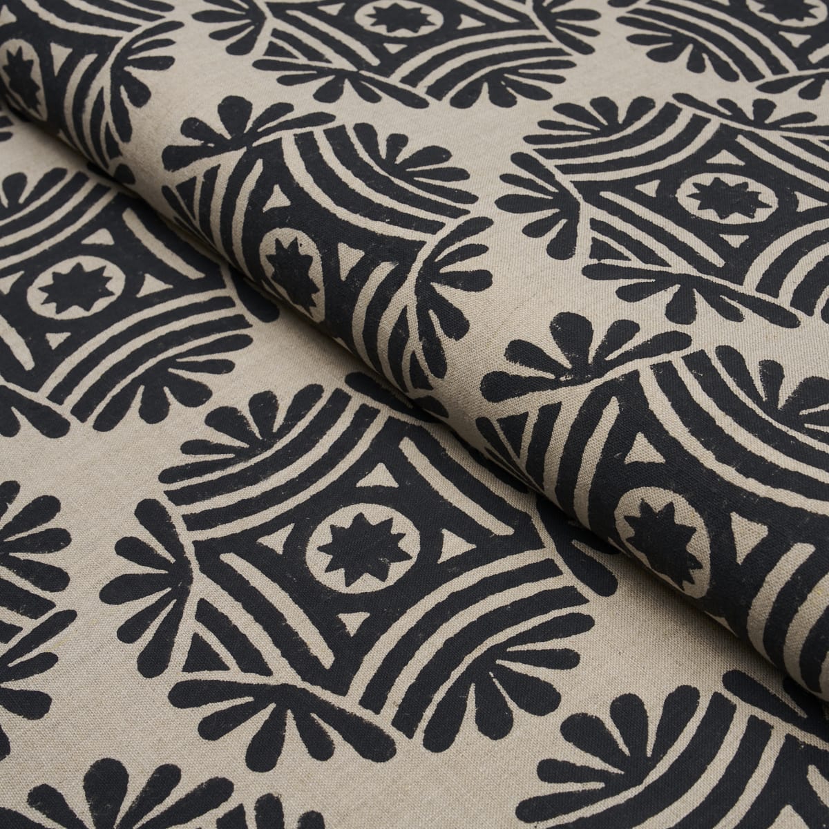 GILDED-STAR-HAND-BLOCK-BLACK-SCHUMACHER-181543 - Schumacher Fabric