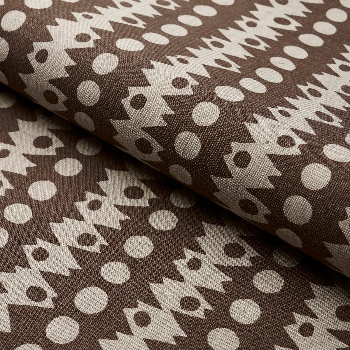 TRICKLEDOWN-BROWN-ON-NATURAL-SCHUMACHER-181553 - Schumacher Fabric