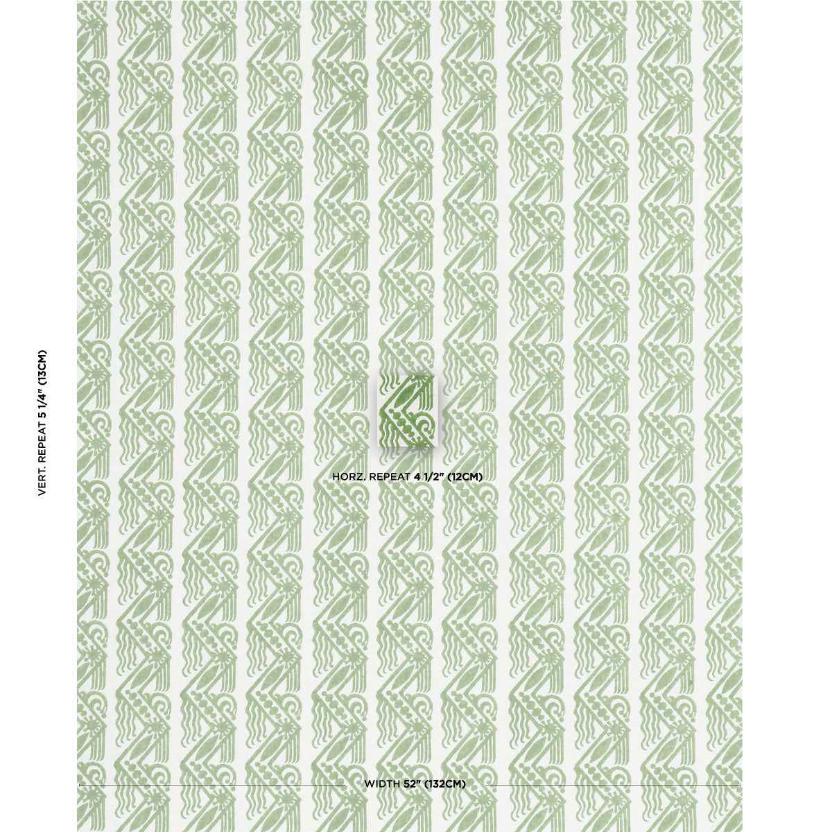 VENETIAN-ZIG-ZAG-BLOCK-PRINT-GREEN-SCHUMACHER-181560 - Schumacher Tela