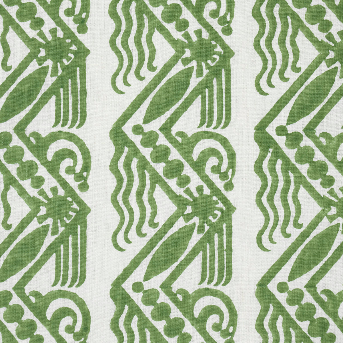 VENETIAN-ZIG-ZAG-BLOCK-PRINT-GREEN-SCHUMACHER-181560 - Schumacher Fabric