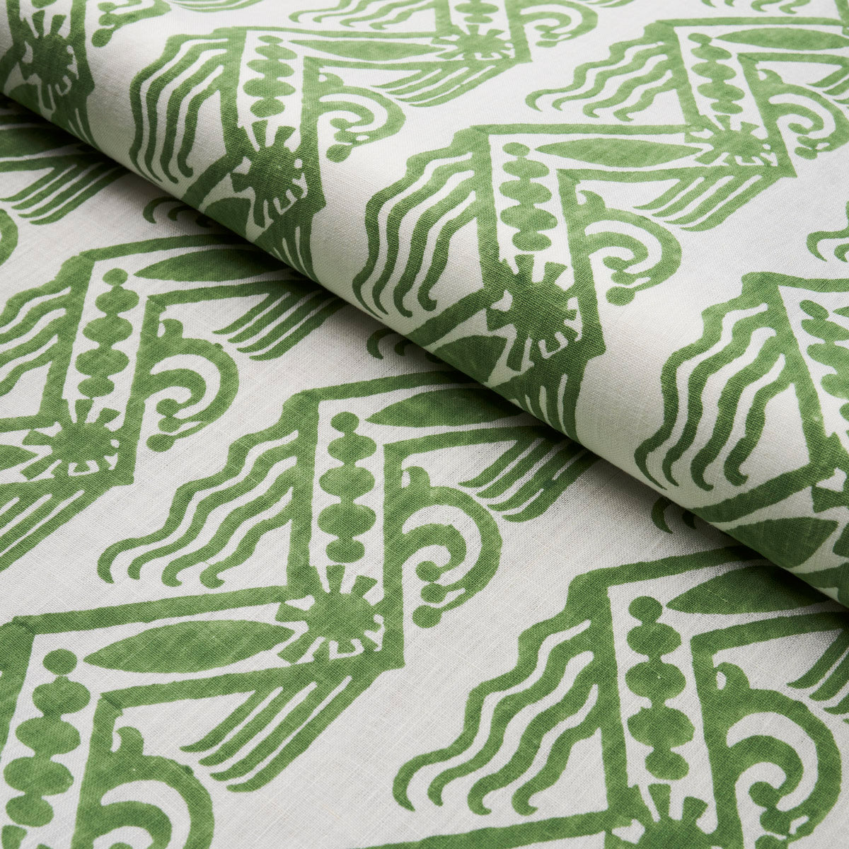 VENETIAN-ZIG-ZAG-BLOCK-PRINT-GREEN-SCHUMACHER-181560 - Schumacher Tela