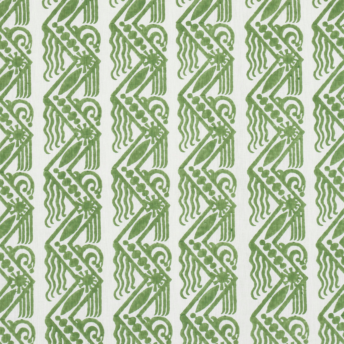 VENETIAN-ZIG-ZAG-BLOCK-PRINT-GREEN-SCHUMACHER-181560 - Schumacher Tela