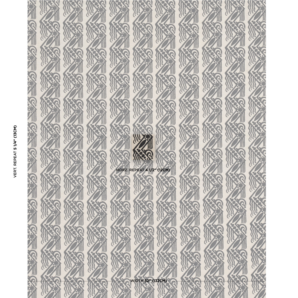 VENETIAN-ZIG-ZAG-BLOCK-PRINT-BLACK-ON-NATURAL-SCHUMACHER-181562 - Schumacher Fabric