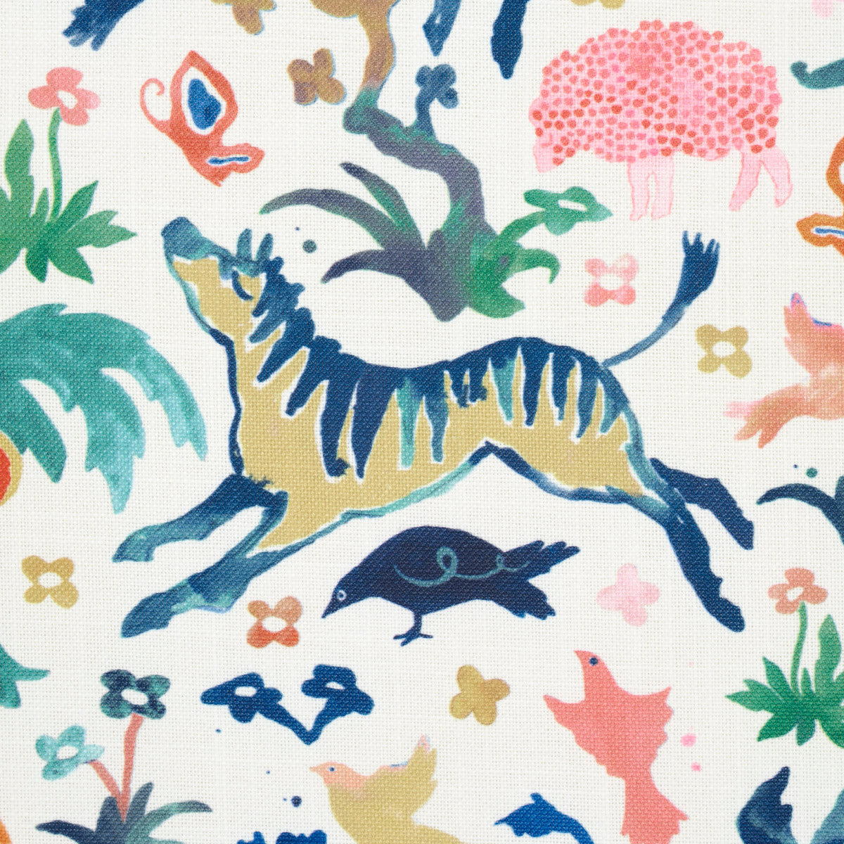 Beasts Indoor/Outdoor - Multi On Ivory - Schumacher 181590 Fabric - Schumacher Fabric