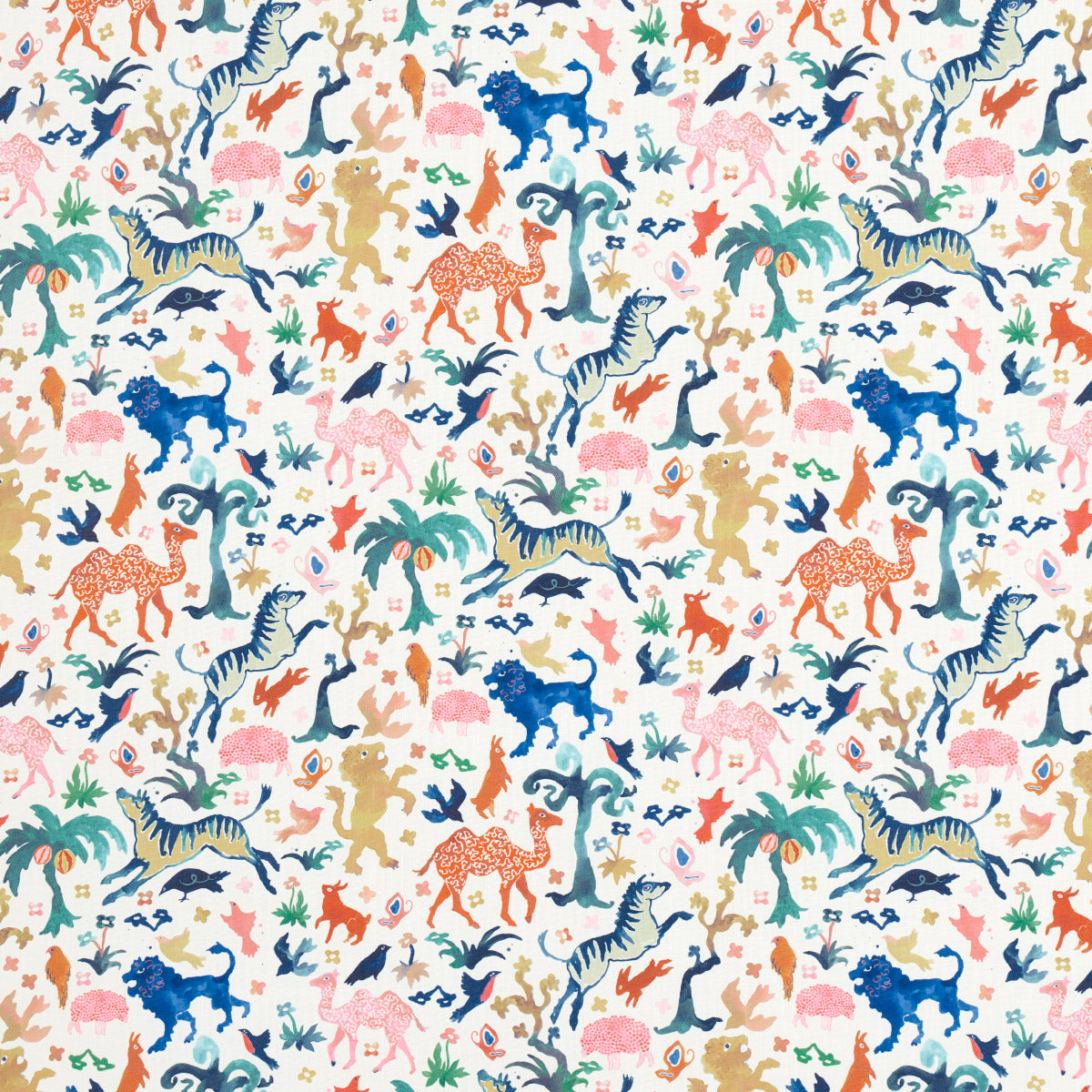 BEASTS-INDOOR-OUTDOOR-MULTI-ON-IVORY-SCHUMACHER-181590 - Schumacher Fabric