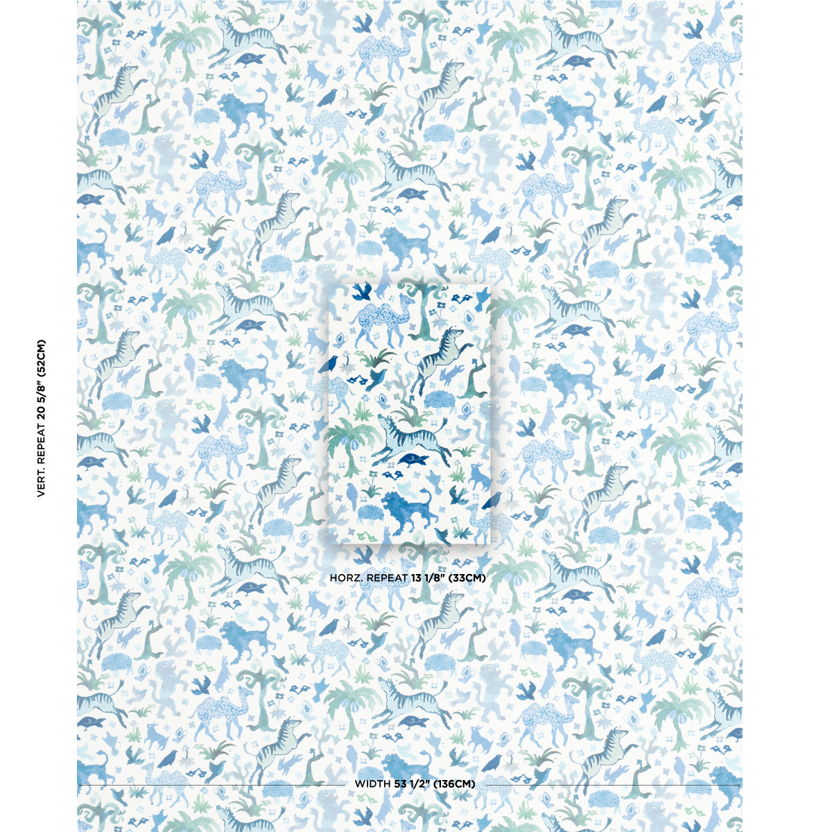 BEASTS-INDOOR-OUTDOOR-BLUE-AND-GREEN-SCHUMACHER-181591 - Schumacher Fabric