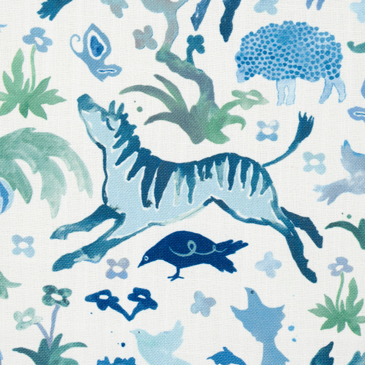 Beasts Indoor/Outdoor - Blue And Green - Schumacher 181591 Fabric - Schumacher Fabric
