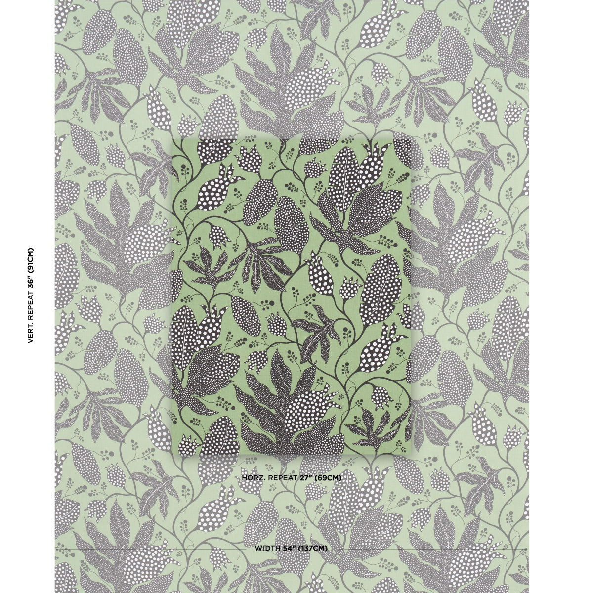 POLKA-DOT-JUNGLE-BLACK-GREEN-SCHUMACHER-181651 - Schumacher Fabric