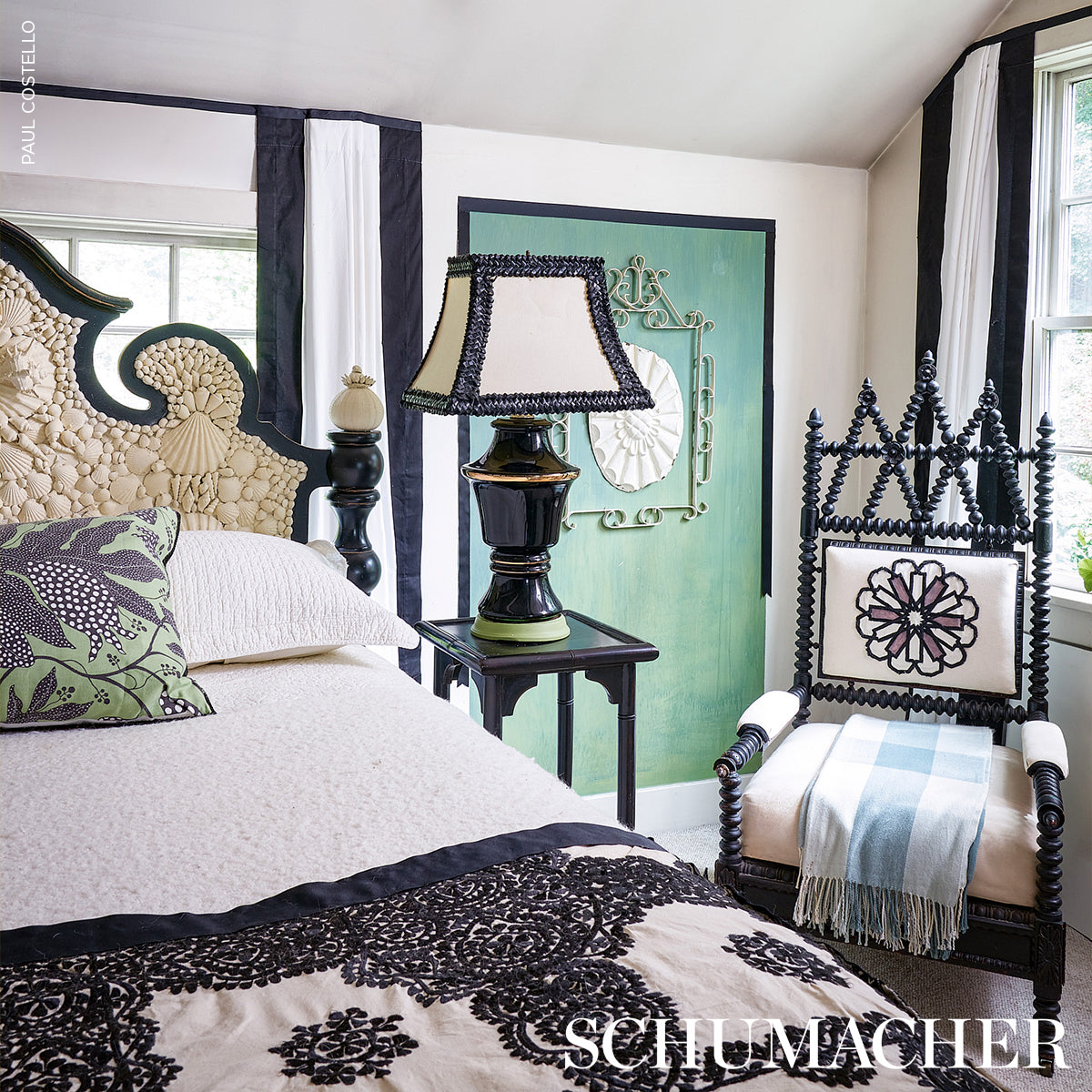 POLKA-DOT-JUNGLE-BLACK-GREEN-SCHUMACHER-181651 - Schumacher Fabric