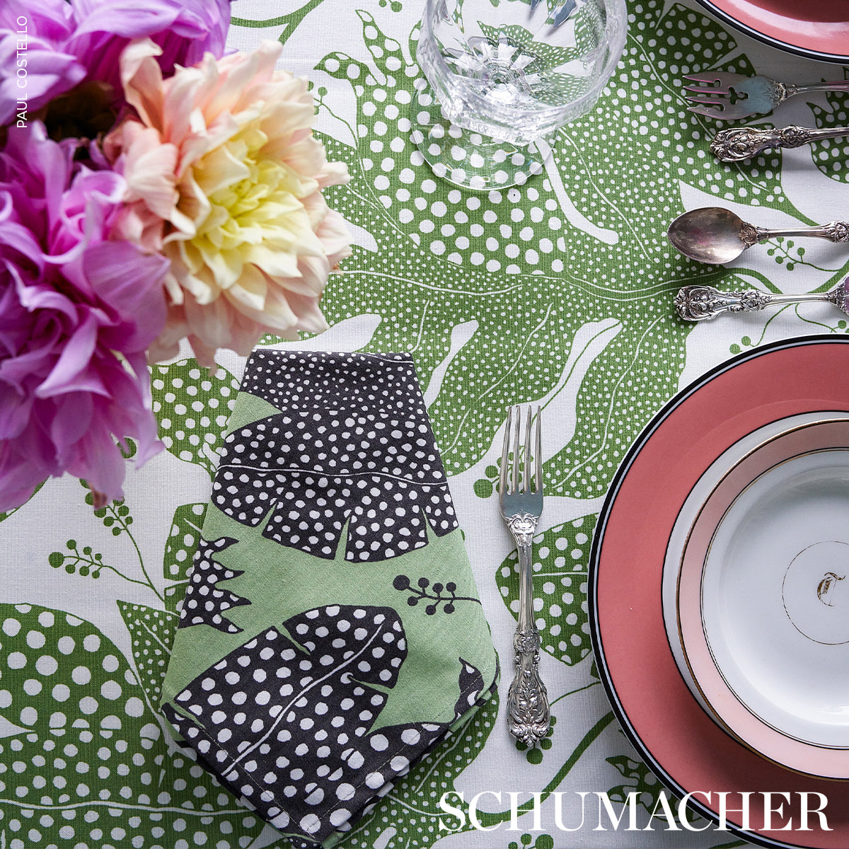 POLKA-DOT-JUNGLE-BLACK-GREEN-SCHUMACHER-181651 - Schumacher Fabric