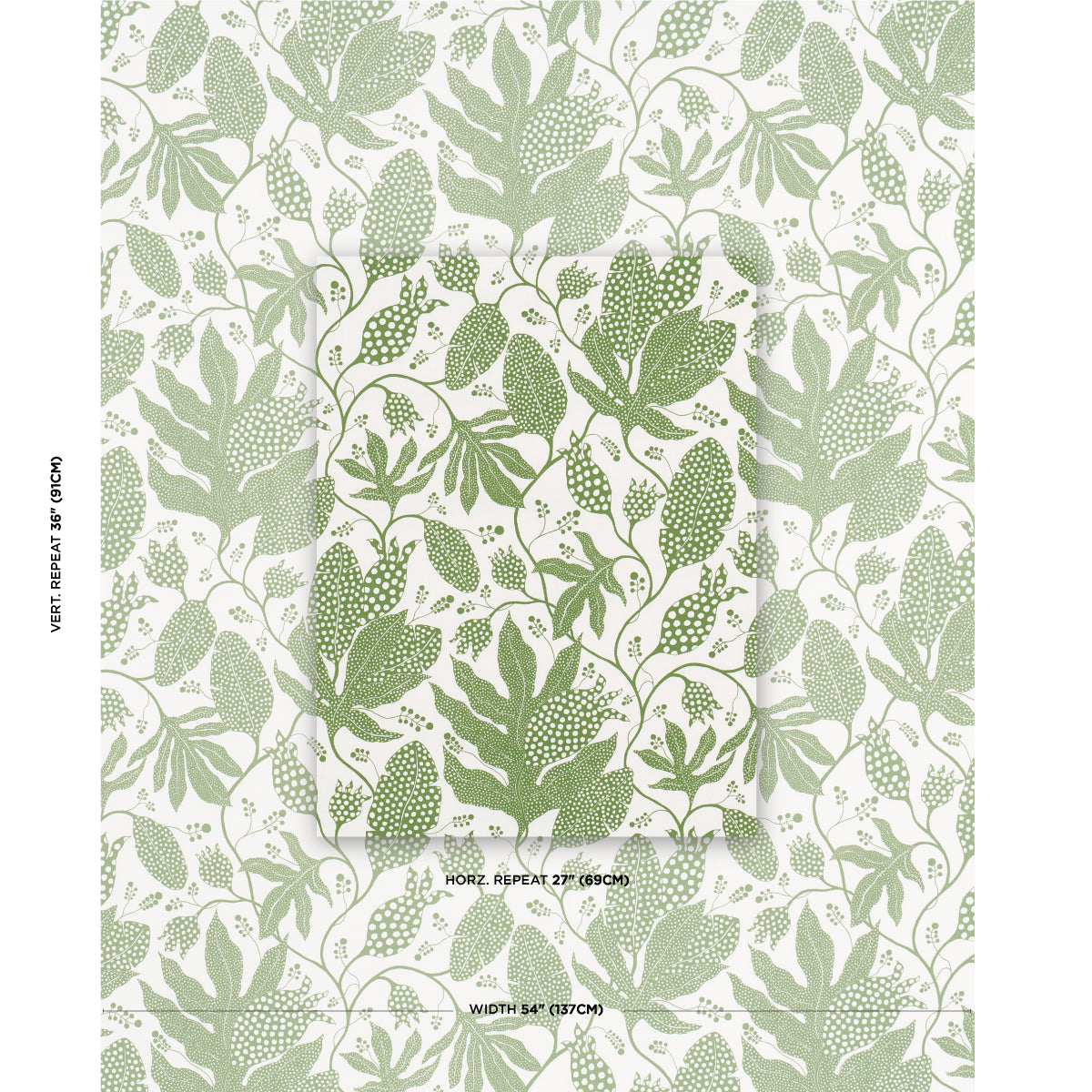 POLKA-DOT-JUNGLE-GREEN-IVORY-SCHUMACHER-181652 - Schumacher Fabric