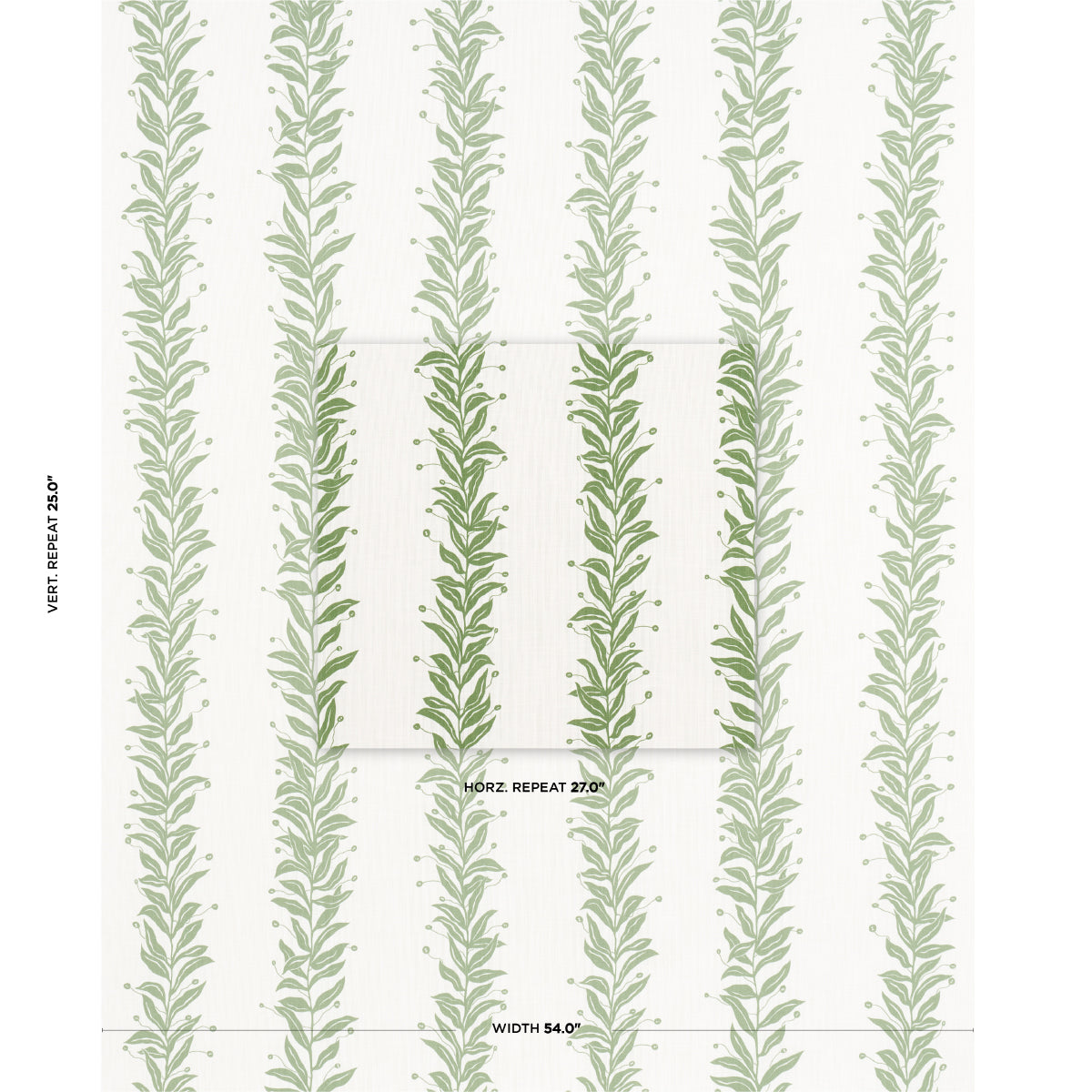 Tendril Stripe Indoor/Outdoor - Leaf - Schumacher 181672 Fabric - Schumacher Fabric