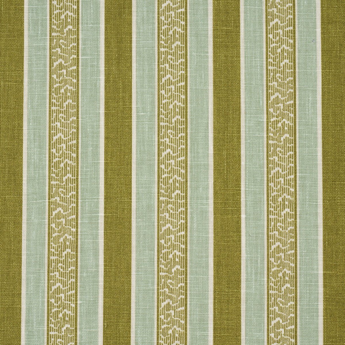Auguste Stripe - Ciel & Leaf - Schumacher 181711 Fabric - Schumacher Fabric