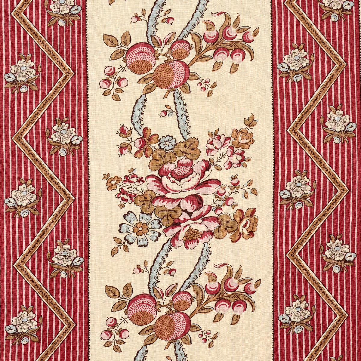SYLVAIN-FLORAL-STRIPE-ROUGE-SCHUMACHER-181740 - Schumacher Fabric