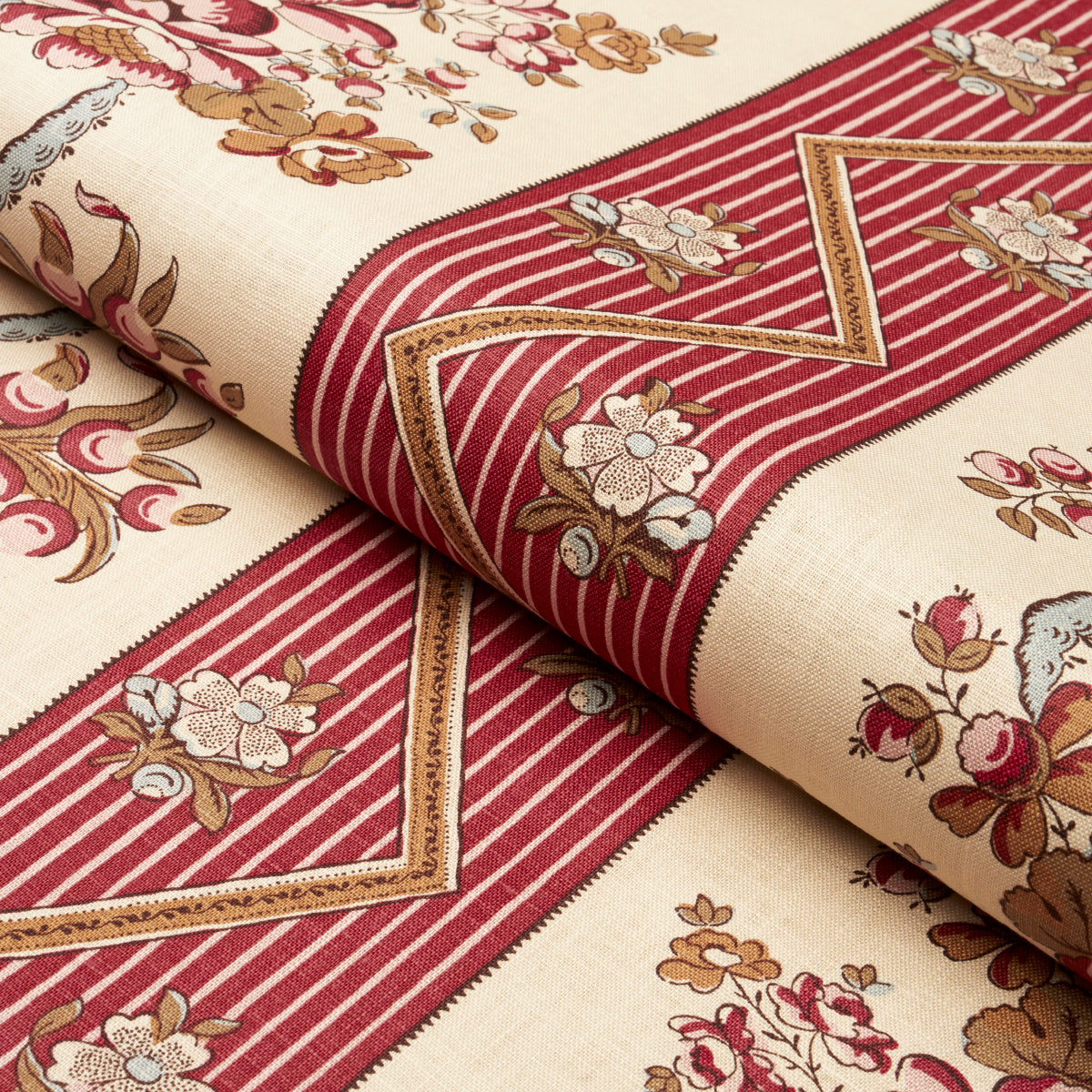 SYLVAIN-FLORAL-STRIPE-ROUGE-SCHUMACHER-181740 - Schumacher Fabric