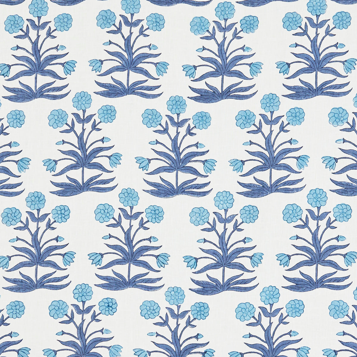 MUGHAL-HAND-BLOCK-PRINT-SKY-INDIGO-SCHUMACHER-181781 - Schumacher Fabric