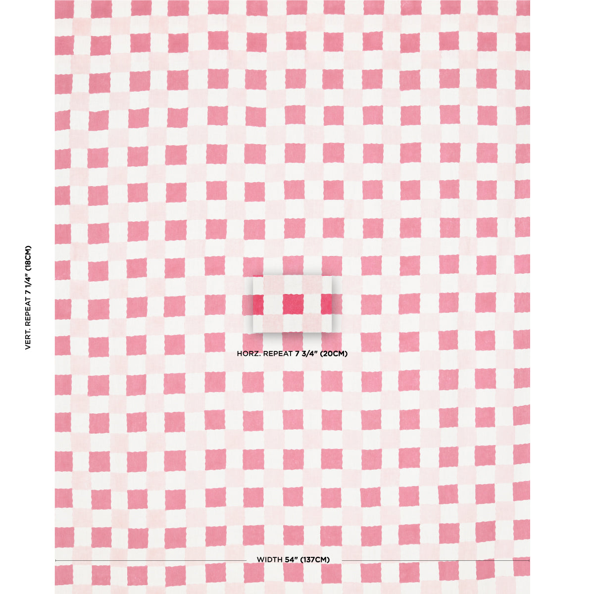 CHEQUER-HAND-BLOCK-PRINT-PINKS-SCHUMACHER-181790 - Schumacher Fabric