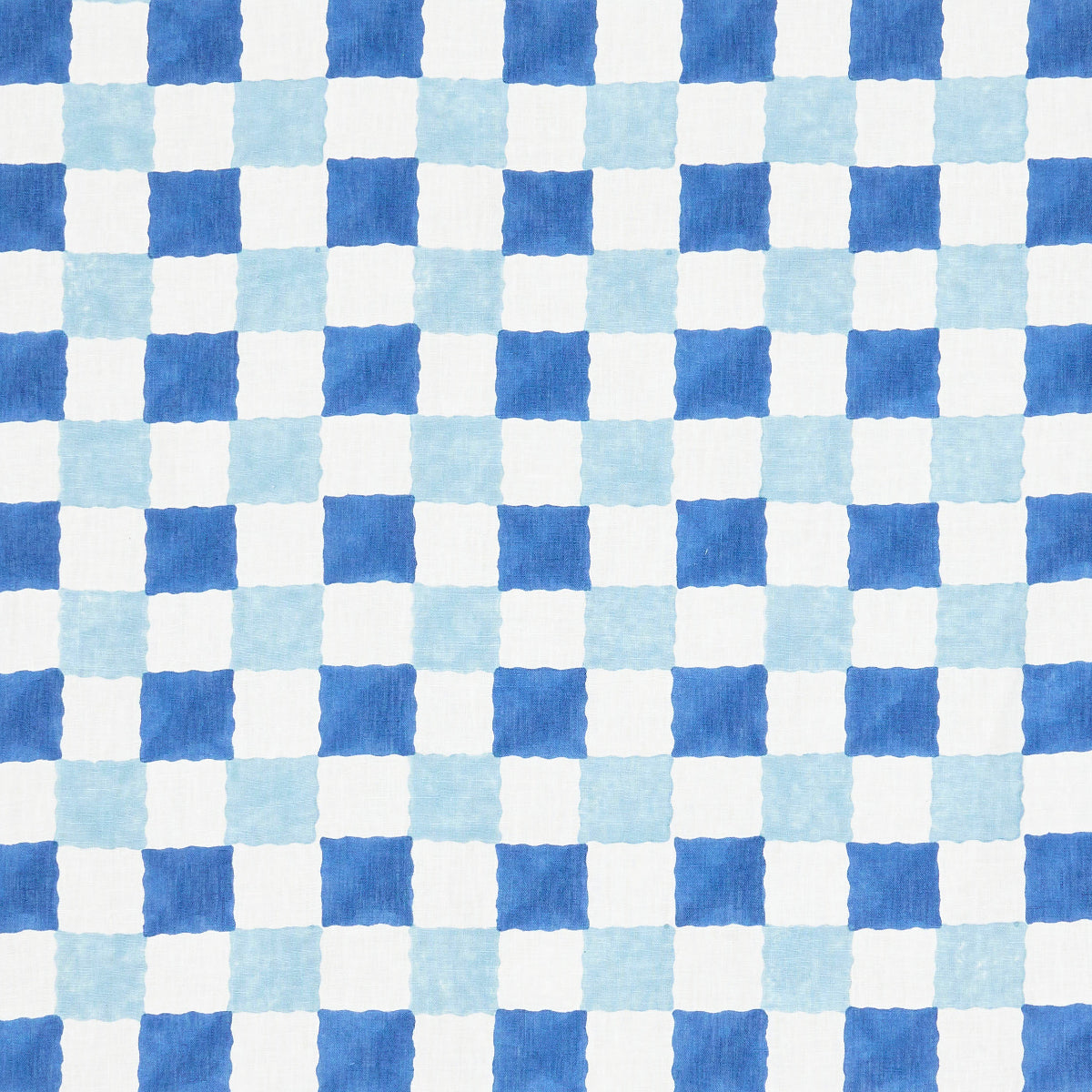 CHEQUER-HAND-BLOCK-PRINT-BLUE-SCHUMACHER-181791 - Schumacher Fabric