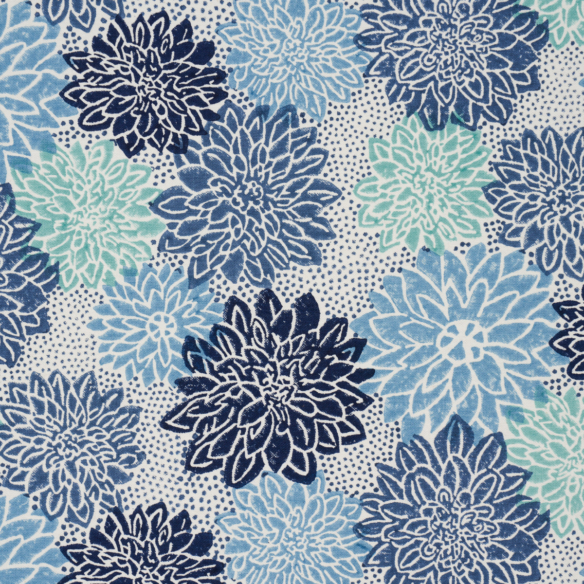 DAHLIA-HAND-BLOCK-PRINT-BLUES-SCHUMACHER-181800 - Schumacher Fabric
