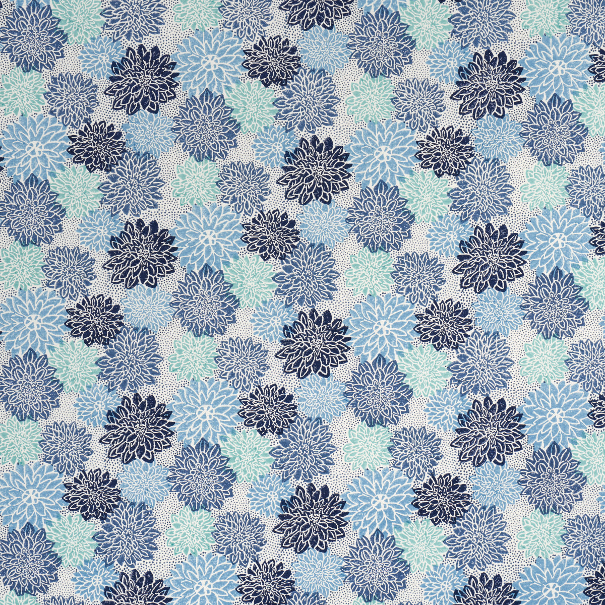 DAHLIA-HAND-BLOCK-PRINT-BLUES-SCHUMACHER-181800 - Schumacher Fabric