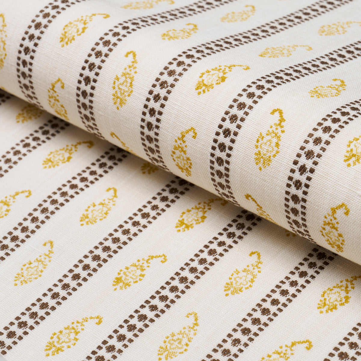 Eddie Woven Hand Block Print - Yellow - Schumacher 182022 Fabric - Schumacher Fabric