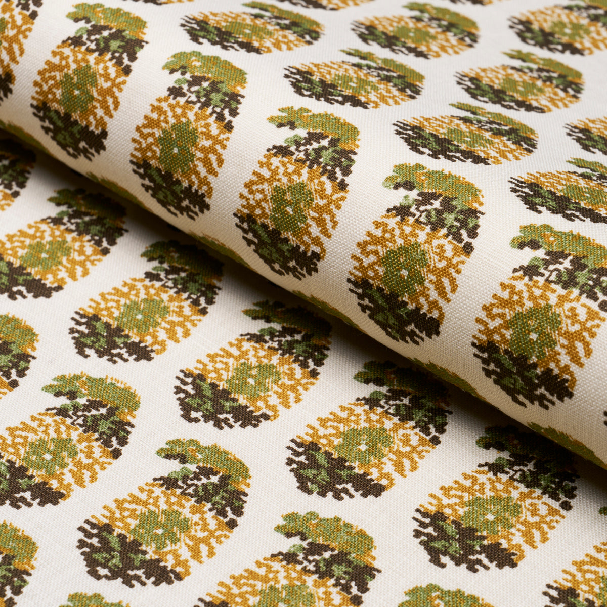 Terry - Ochre & Green - Schumacher 182062 Fabric - Schumacher Fabric