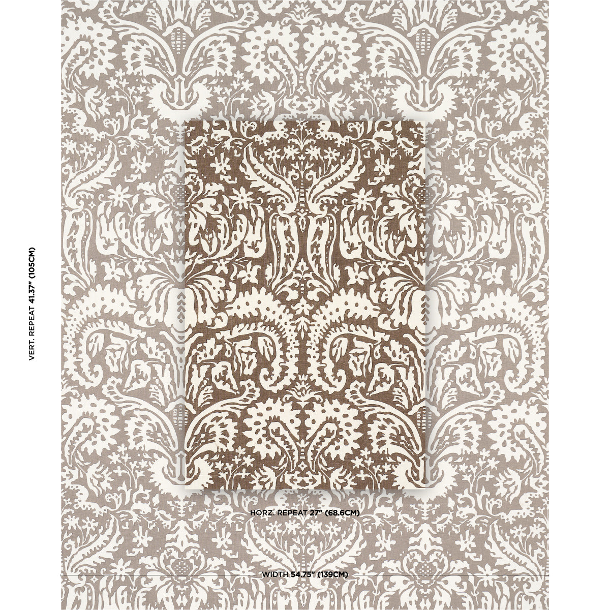 SUFFOLK-DAMASK-BROWN-SCHUMACHER-182120 - Schumacher Fabric