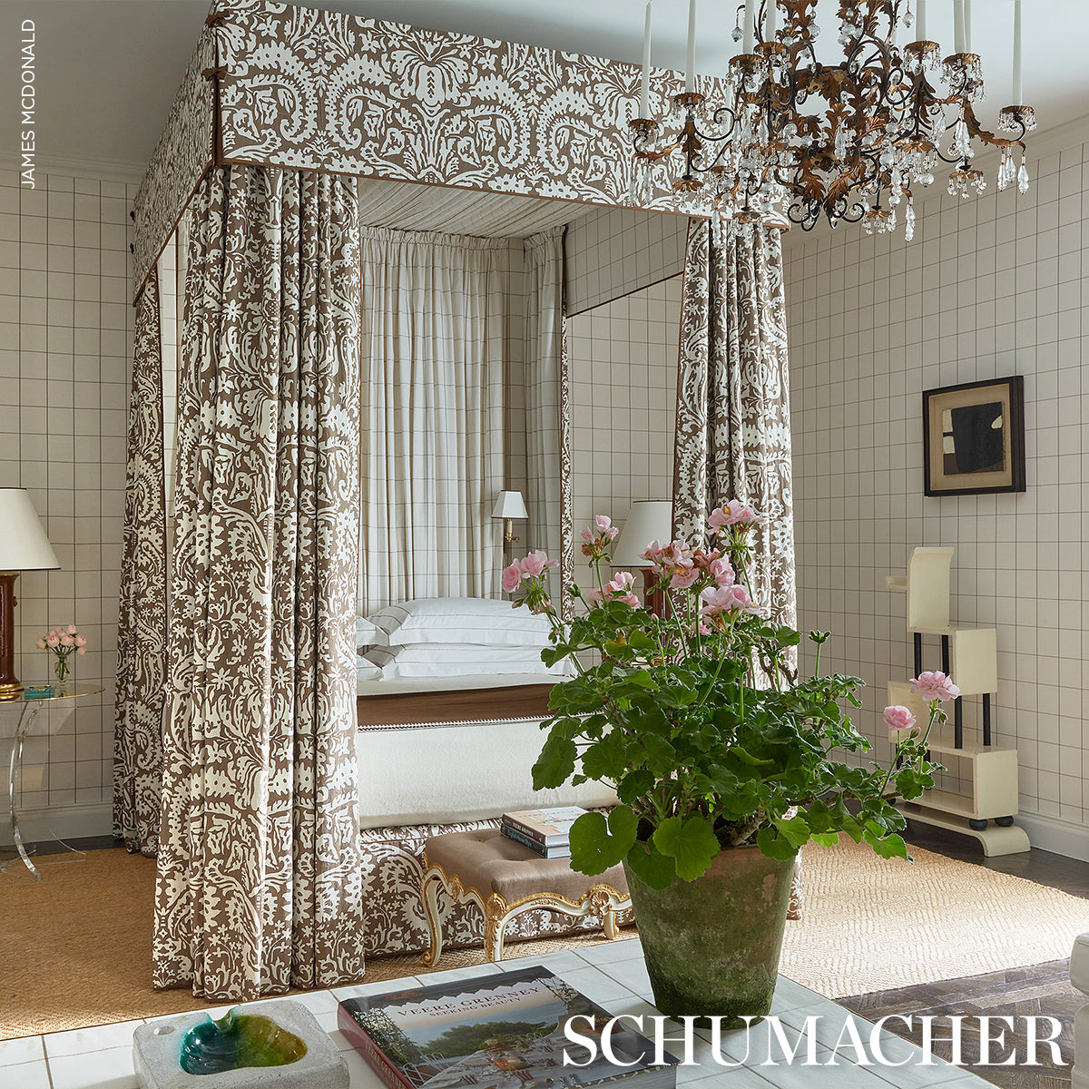 SUFFOLK-DAMASK-BROWN-SCHUMACHER-182120 - Schumacher Fabric