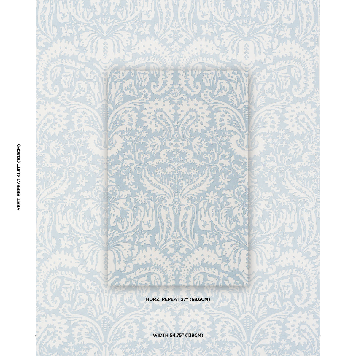 SUFFOLK-DAMASK-BLUE-SCHUMACHER-182121 - Schumacher Fabric